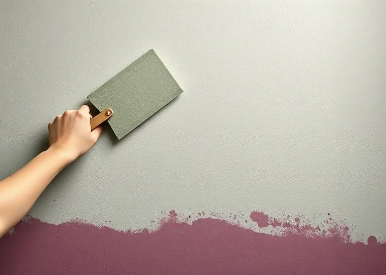 Application d'un enduit décoratif à la lisseuse sur un mur